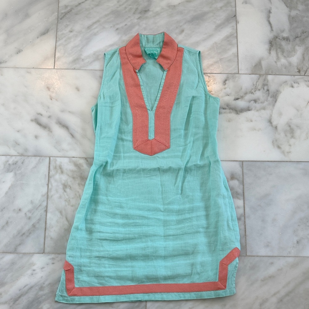 Sail to Sable Aqua and Coral Textured Dress